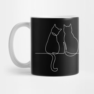 Minimalist Cat Love Line Art Mug